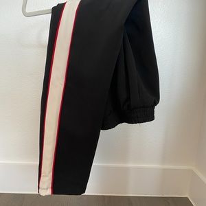 Racing stripe track style dress pant